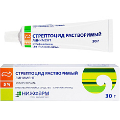 Стрептоцид растворимый линимент 5% 30г туба Нижфарм