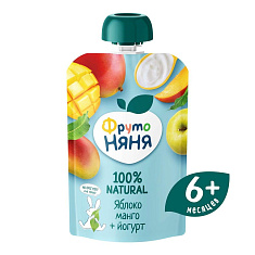 ФрутоНяня Пюре из яблок и манго с йогуртом 90г