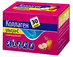 Коллаген Ультра + С + кальций + D3 порошок со вкусом яблока пакет-саше 8г N30