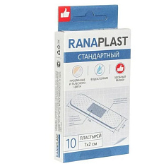Пластырь Ранапласт Pharmadoct Стандартный водостойкий на полимерной основе, телесный прозрачный 7х2см №10
