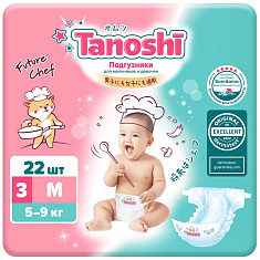 Tanoshi Baby Diapers Подгузники для детей размер М 5-9кг N22