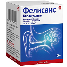 Фелисанс капли ушные 10мг/г+40мг/г 16г