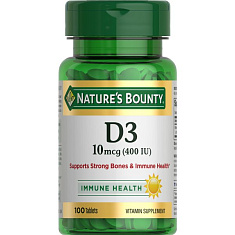 Nature's Bounty витамин D3 400МЕ 250мг таблетки N100