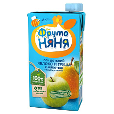 ФрутоНяня Сок яблочно-грушевый с мякотью 500мл