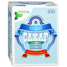 Сладкий сахар белый со стевией коробка 500г