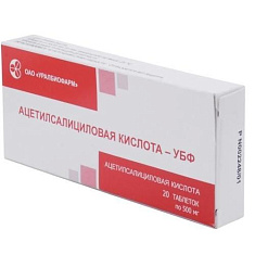 Ацетилсалициловая Кислота-УБФ таблетки 500мг N20