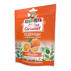 Alpine Caramel Альпийская карамель леденцы детские с натуральным медом и витамином с вкус апельсин 75г
