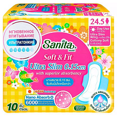 Sanita Soft&Fit Ultra Slim Ультратонкие гигиенические прокладки 24.5см 10шт