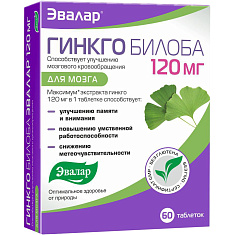 Гинкго Билоба Эвалар 120мг таблетки N60