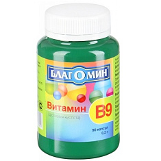 Благомин Витамин B9 (Фолиевая Кислота) капсулы 0,2г N90