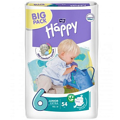 Белла подгузники Happy размер 6 junior extra 16+кг N54