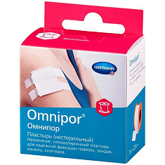 OMNIPOR пластырь гипоаллергенный из нетканного материала белый 2,5смх5м катушка