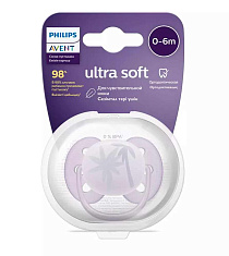 Авент пустышка силиконовая ортодонтическая Ultra Soft 0-6мес,1шт с футляром SCF092/03
