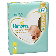 Pampers подгузники Premium Care 1 2-5 кг N66