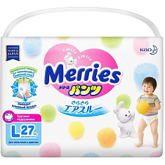 Merries трусики-подгузники L (9-14 кг) N27