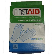 Перчатки диагностические латексные нестерильные опудренные р L N10 FirstAid