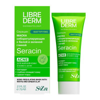 LibreDerm Серацин маска себорегулирующая с белой и зеленой глиной для жирной кожи 75мл