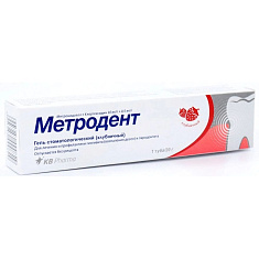 Метродент гель стоматологический 10мг/г+0.5мг/г клубника 20г