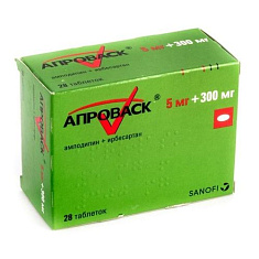 Апроваск таблетки п.п.о. 5мг+300мг N28