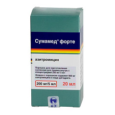 Сумамед Форте порошок для суспензии для внутреннего применения 200мг/5мл 16,74г N1 фл