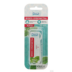 Oleos TimeDent Флосс Зубочистка с нитью Мята 10шт