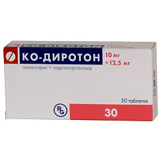 Ко-Диротон таблетки 10мг 12,5мг N30