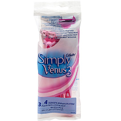 Gillette Бритвенный станок одноразовый женский 3 лезвия Simply Venus3 пакет 4шт