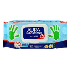 AURA Влажные салфетки Антибактериальные 72шт